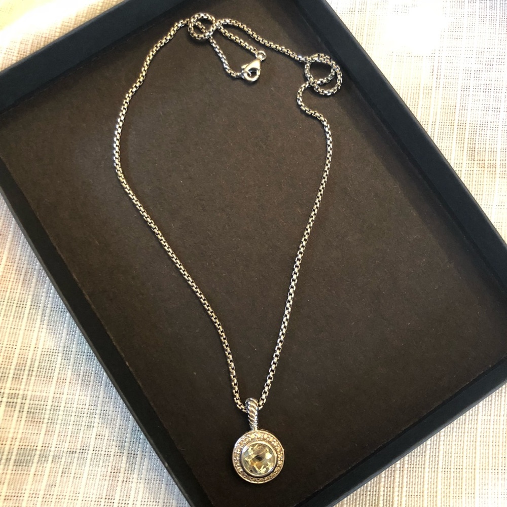 Prasiolite Diamond Petite Albion Necklace